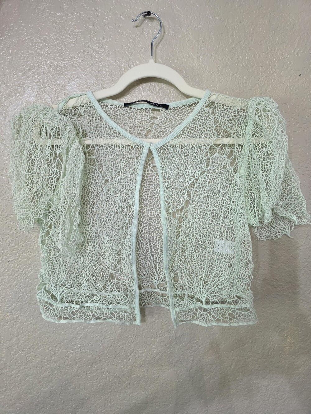 Antonino Valenti Delicate Mint Sheer Crochet Top
